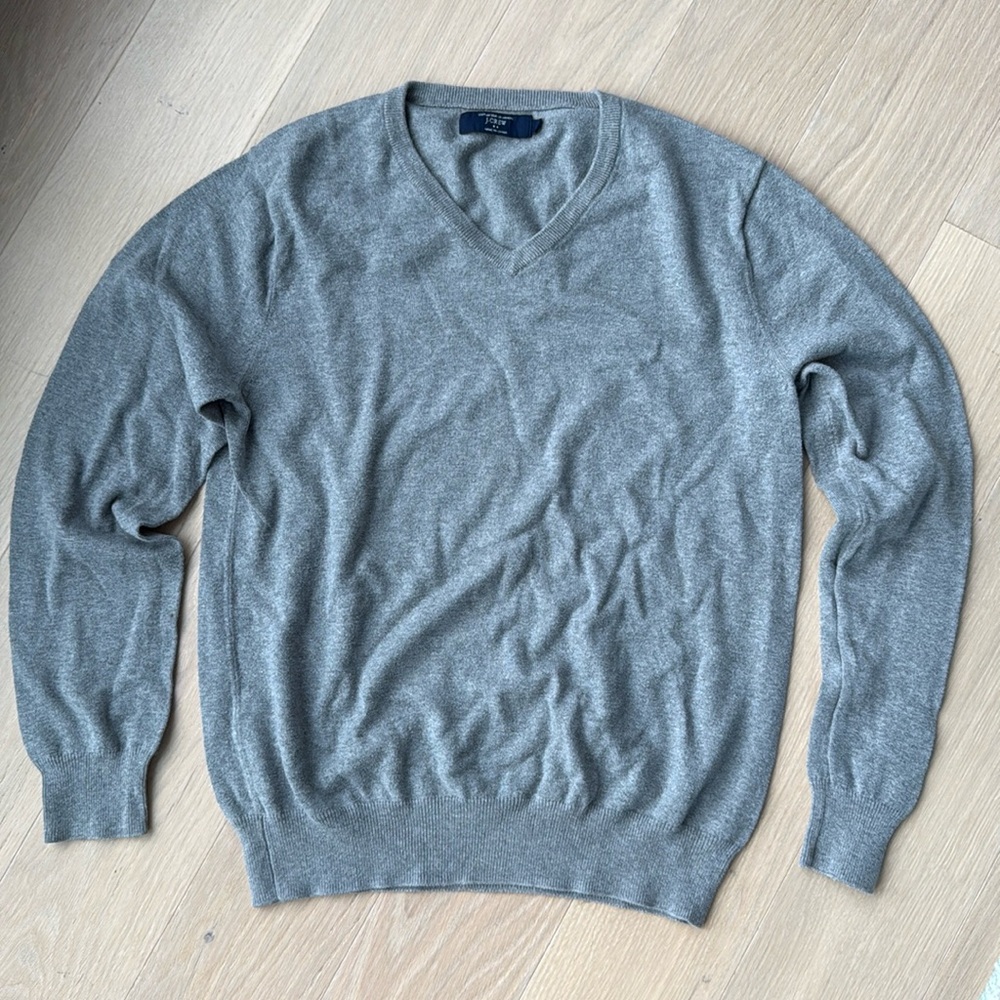 J. Crew Cashmere Vneck Sweater in Grey